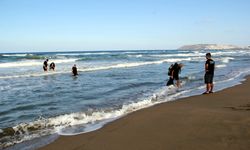 Sinop'ta deniz çekilmesi havadan görüntülendi