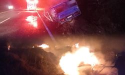 Traktörle çarpışan kamyonet yandı: 5 yaralı