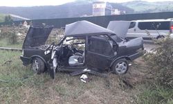 Otomobil direğe çarptı: Sürücü ağır yaralandı
