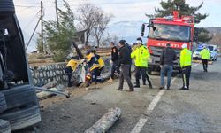 Komşu Karabük'e tomruk yüklü kamyon devrilmesi sonucu 2 kişi öldü