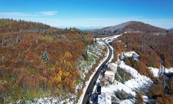 Kastamonu'nun sonbahar güzelliğine bir de karın beyazı eklendi