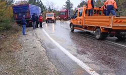 Cide'den giden kamyondan yola dökülen balık yağı trafiği felç etti!