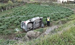 Otomobil tarlaya uçtu