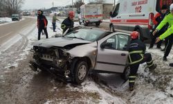 Taşköprü yolunda kaza! Sürücü yaralandı