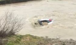 Sürücü kıyıda, otomobil suda!