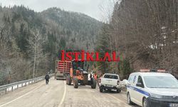 Cide’ye giden doğalgaz tırı şarampole kaydı