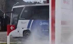 Kastamonu'da benzinlikte otobüs yandı