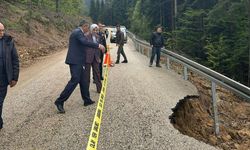 Ağlı’da yol çöktü: Kaymakam Çelebi sahaya indi