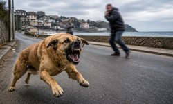 Eşiyle yürüyüşe çıkan kadına başıboş köpek saldırdı