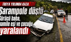 Şarampole düştü: Sürücü baba, hamile eşi ve çocuğu yaralandı