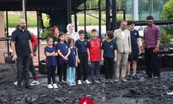 Cimnastik salonunda yangın sonrası inceleme
