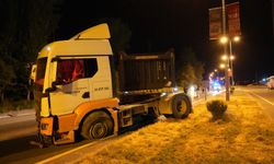 Lastiği patlayan TIR kaza yaptı: 1 yaralı