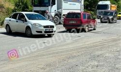 Kastamonu'da asfalt çalışması yapılan yolda kaza!