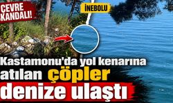 Kastamonu'da yol kenarına atılan çöpler denize ulaştı