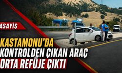 Kastamonu'da kontrolden çıkan araç orta refüje çıktı