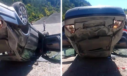 Kastamonu yolunda savrulan araç ters döndü: 1 yaralı