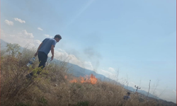 Kuru otlar alev aldı, felaket büyümeden önlendi