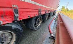 Kastamonu'da balataları tutuşan TIR korkuttu!