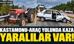 Kastamonu-Araç yolunda traktör ile otomobil çarpıştı: Yaralılar var