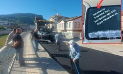 Kastamonu'da yol çalışması düğün arabasına taşındı