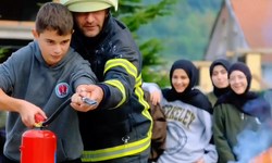 Cide itfaiyesinden öğrencilere yangın tatbikatı