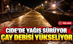 Cide’de yağış sürüyor, çay debisi yükseliyor