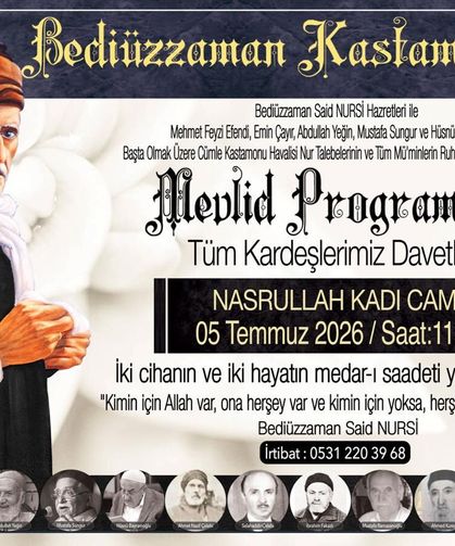 Kastamonu’da Said Nursi'nin Mevlidi 5 Temmuz’da yapılacak