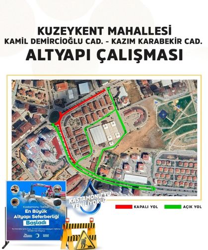 Kuzeykent'in en işlek kavşağı 3 gün trafiğe kapanıyor