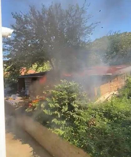 Cide’de tarlada çıkan yangın ahıra sıçradı
