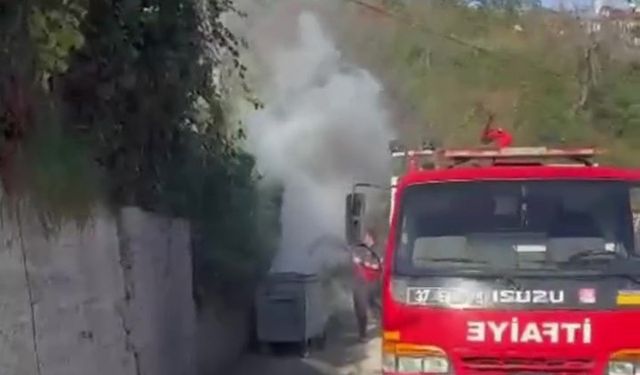 Kastamonu'da çöp konteyneri alev topuna döndü!