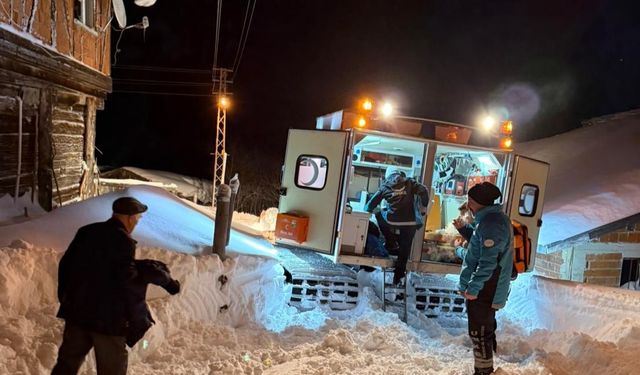 Zorlu kış şartlarına rağmen UMKE hastaya ulaştı
