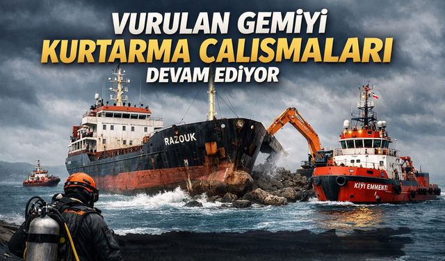 Cide açıklarında vurulan gemiyi kurtarma çalışmaları 4. gününde