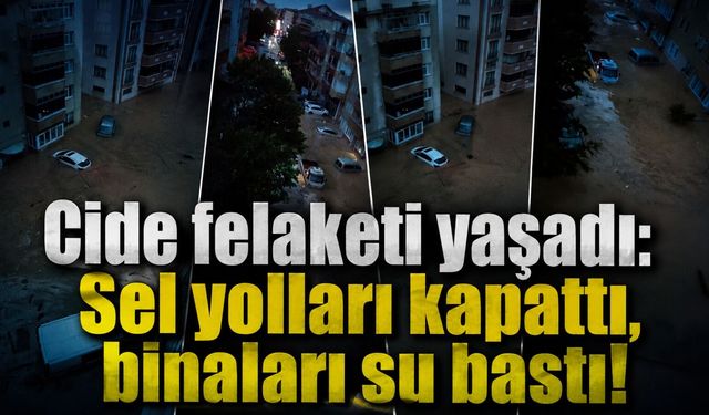 Cide felaketi yaşadı: Sel yolları kapattı, binaları su bastı!