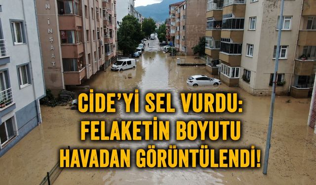 Cide'yi sel vurdu: Felaketin boyutu havadan görüntülendi!