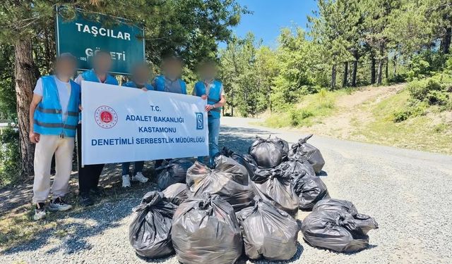 Daday'da hükümlülerden çevre temizliğine destek