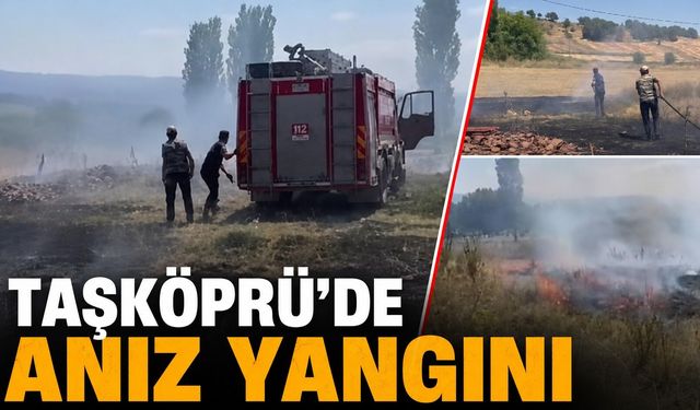 Taşköprü’de anız tutuştu, köylü fark etti!