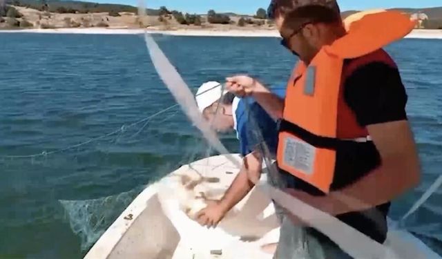 Beyler Barajı’nda 2 bin metrelik kaçak ağ ele geçirildi