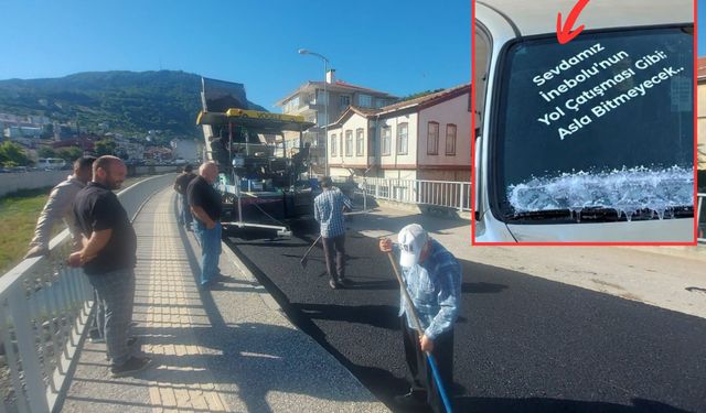 Kastamonu'da yol çalışması düğün arabasına taşındı