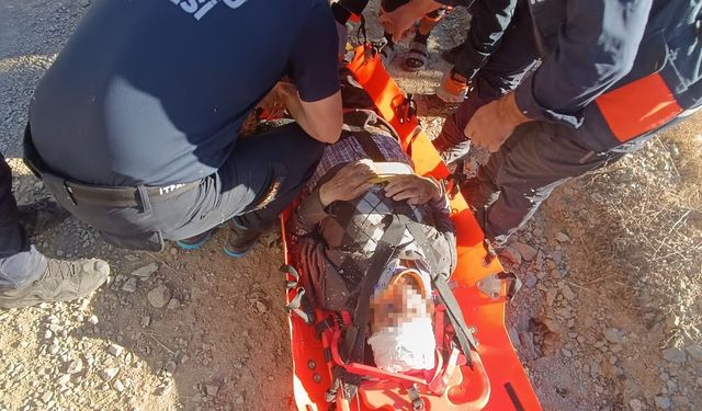 Kuşburnu toplarken uçuruma yuvarlanan vatandaş kurtarıldı