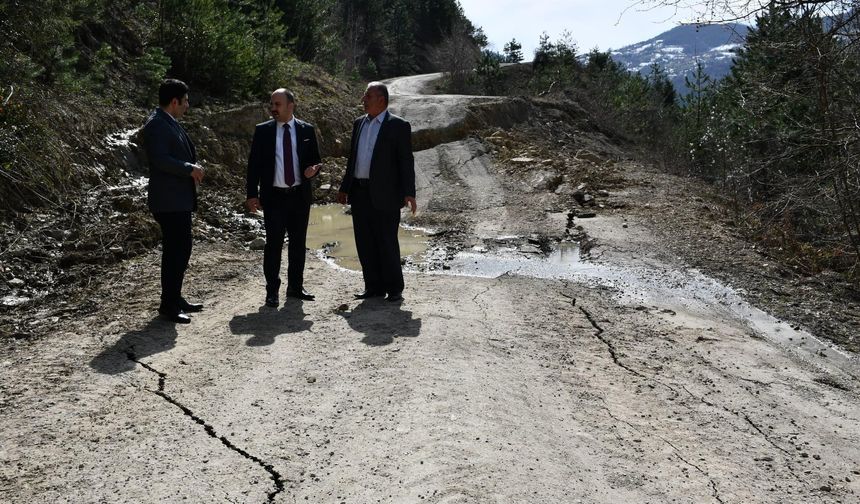 Kaymakam Şahin heyelan bölgesinde incelemelerde bulundu