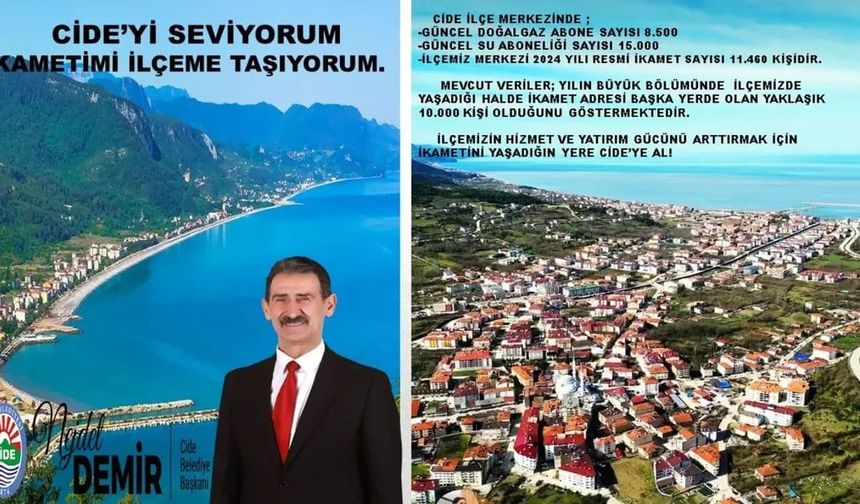 Cide Belediyesi’nden ikamet çağrısı: “Cide’yi seviyorum"