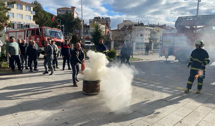 Tosya'da gerçeğini aratmayan yangın tatbikatı