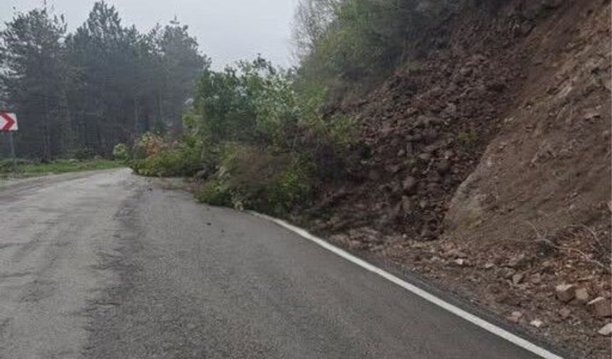 Heyelan yolu kısmen kapattı