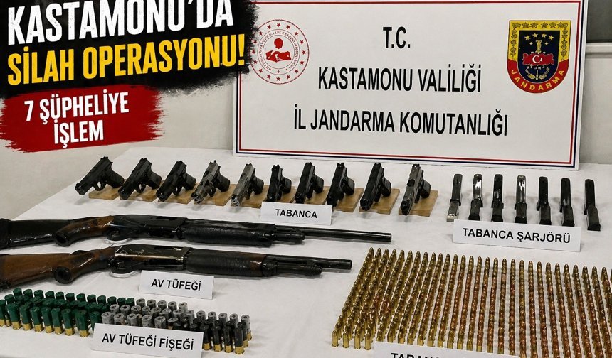 Kastamonu'da 7 şüphelinin evlerinden çıkan mühimmat şaşırttı