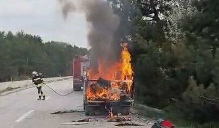 Kastamonu’da seyir halindeki kamyonet küle döndü