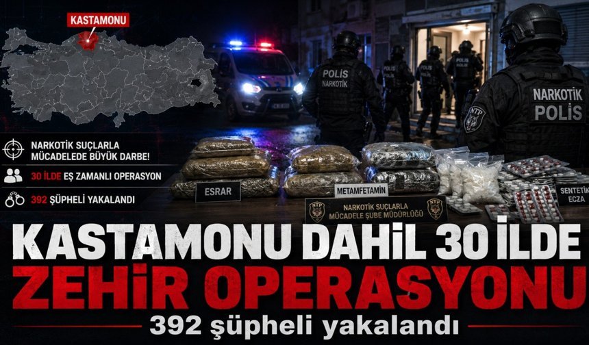 Kastamonu dahil 30 ilde 392 şüpheli yakalandı