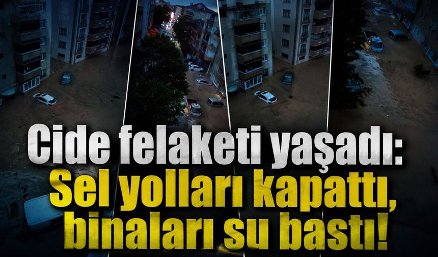 Cide felaketi yaşadı: Sel yolları kapattı, binaları su bastı!