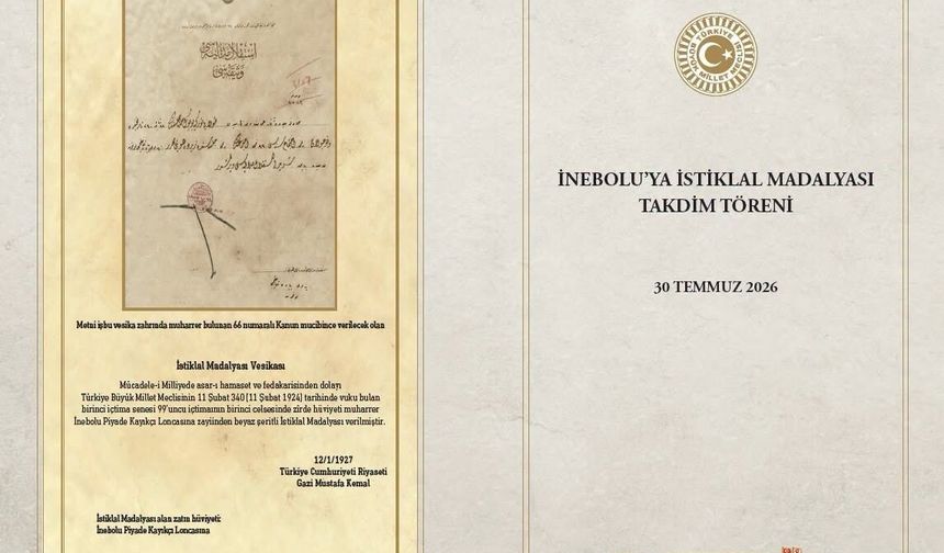 İnebolu'ya verilecek İstiklal Madalyası için tarih belli oldu