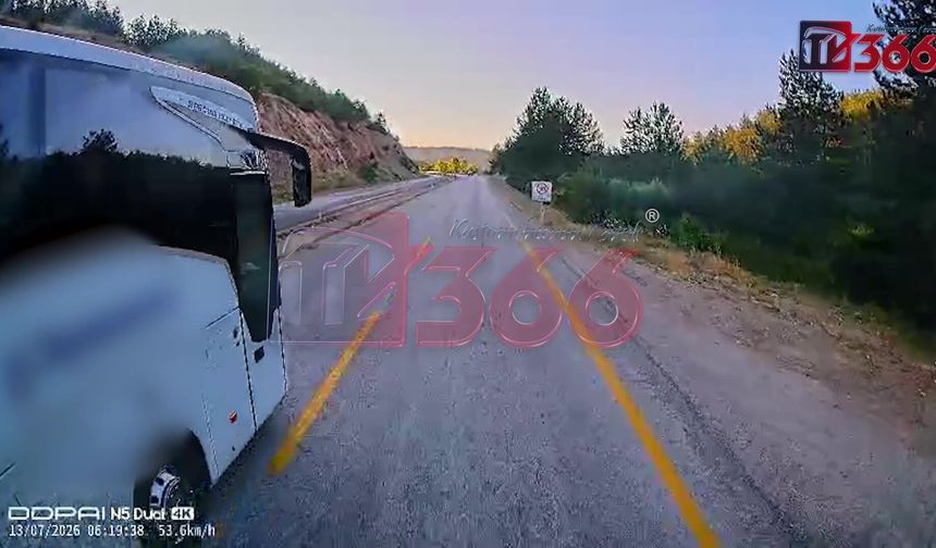 Kastamonu-Araç yolunda tehlikeli anlar anbean kaydedildi