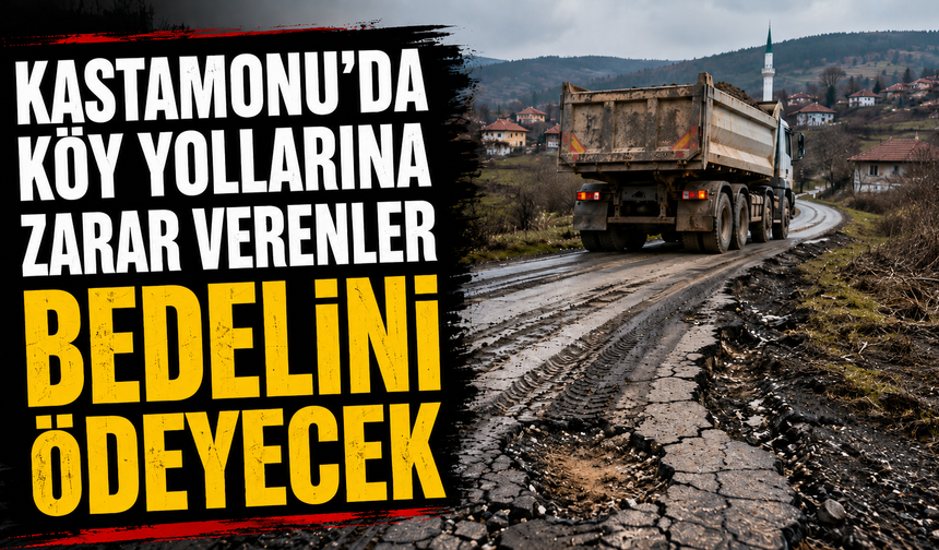 Kastamonu’da köy yollarına zarar verenler bedelini ödeyecek